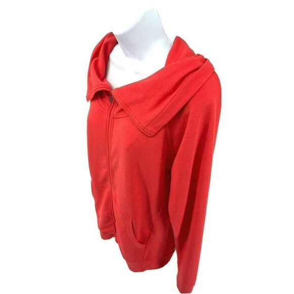 Zella Sweatshirt Coral Wide Collar Cowl Neck Full Zip Pockets - Picture 2 of 11